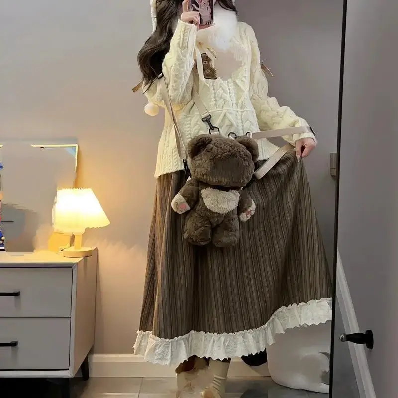 Fashionable Temperament Women's Irregular Half Skirt Autumn and Winter New Styles Girls' Versatile High Waisted Mid Length Skirt