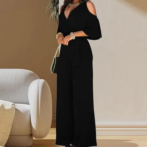 Imagen 2 del producto Mono Formal elegante de verano estilo OL con cordones para mujer, mono de verano con entrepierna profunda, mono de verano estilo OL, ropa para mujer