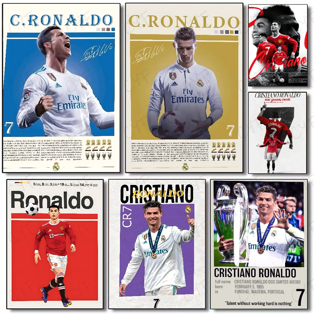 Póster de Portugal Super Football Star CR7, arte de pared multiusos para sala de estar, dormitorio, oficina, pasillo, Bar | Idea de regalo de decoración del hogar