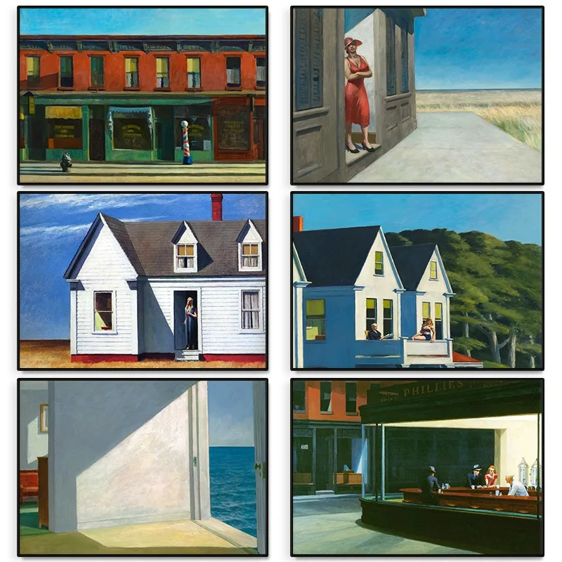 Edward Hopper Famous Abstract Canvas Painting Posters Prints Modern Wall Art Picture for Living Room Interior Home Decor Cuadros