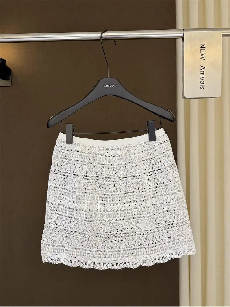 

Ретро-юбка с кружевной отделкой и эффектом многослойности, новая весенняя модель, вязаная юбка-накидка для женщин, прикрывающая ягодицы