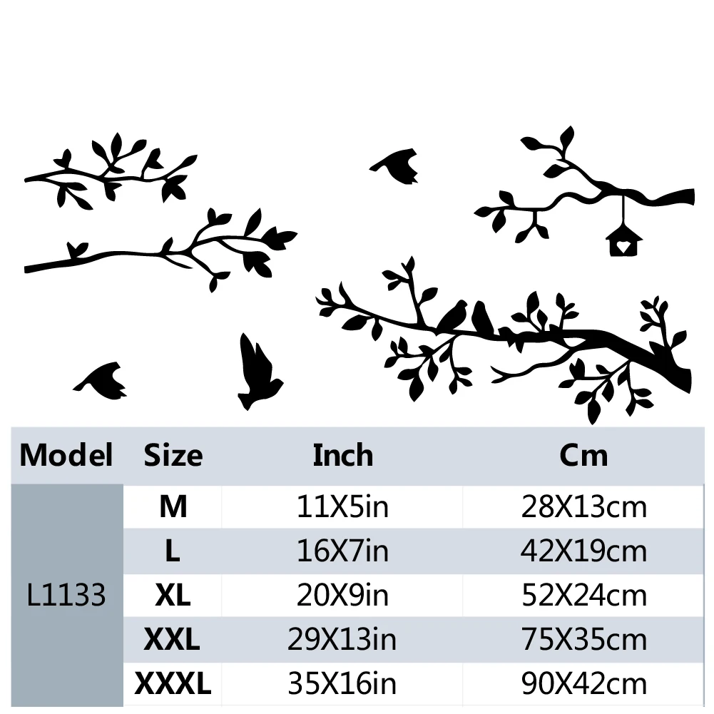1pc Art Wall Sticker, Branch Bird, Removable Waterproof Vinyl Suitable For Decoration Of Living Room Bedroom