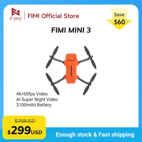 FIMI MINI 3 Camera 245g ultra-lightweight  4K 60fps AI Super Nignt professional drone 3-axis Gimbal Camera Auto Return mode 9km