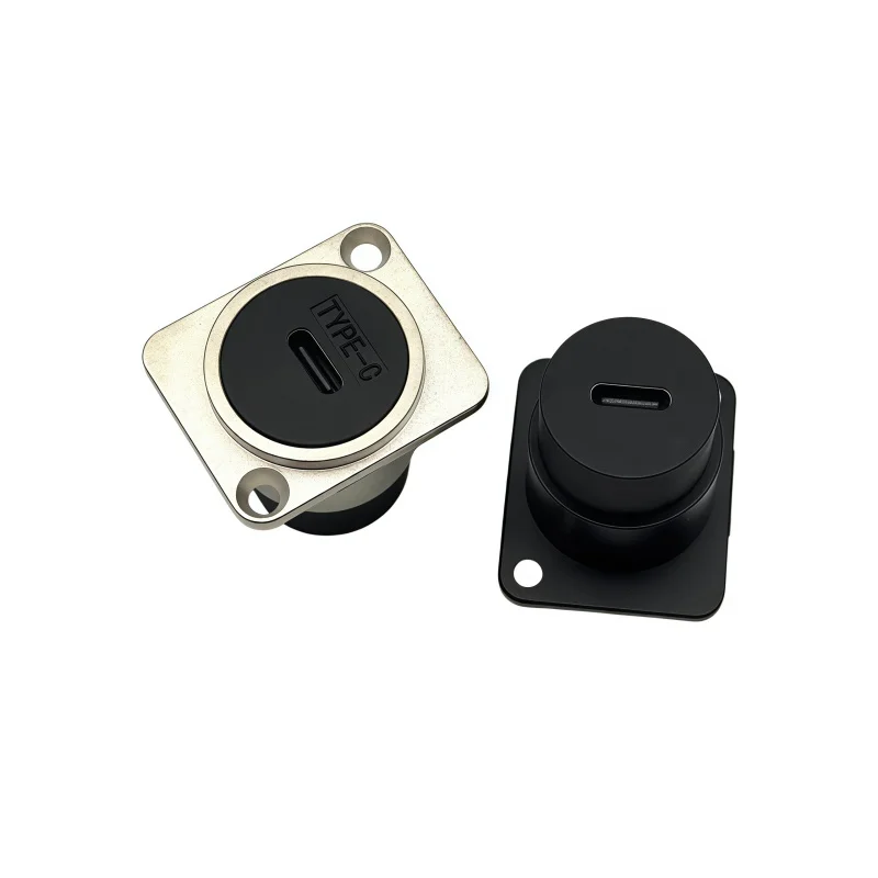 Black/Nickel Colour D Type USB C Female Chassis Socket Connector