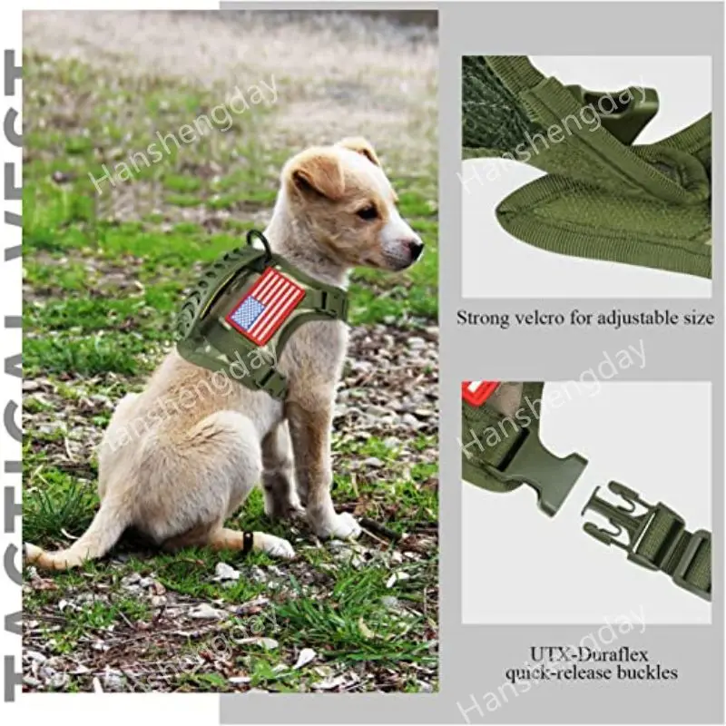 Chihuahua Cloth Dog Tactical  Working Vest Training Harness Adjustable Outdoor Military  with Rubble Handle Molle Loop Panels