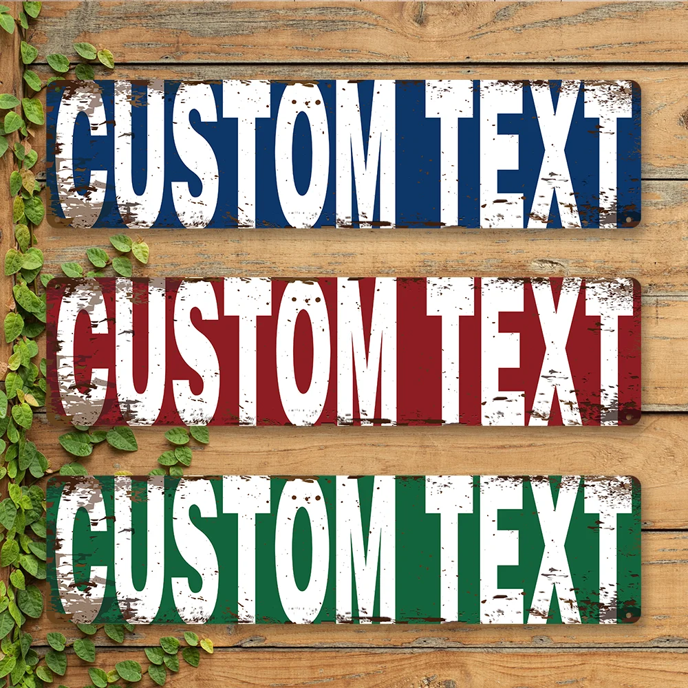 

1pc 3 colorful blue/red/green Personalized Text Iron Wall Signs Metal Plate Signs Decor Living Room Bedroom Removable