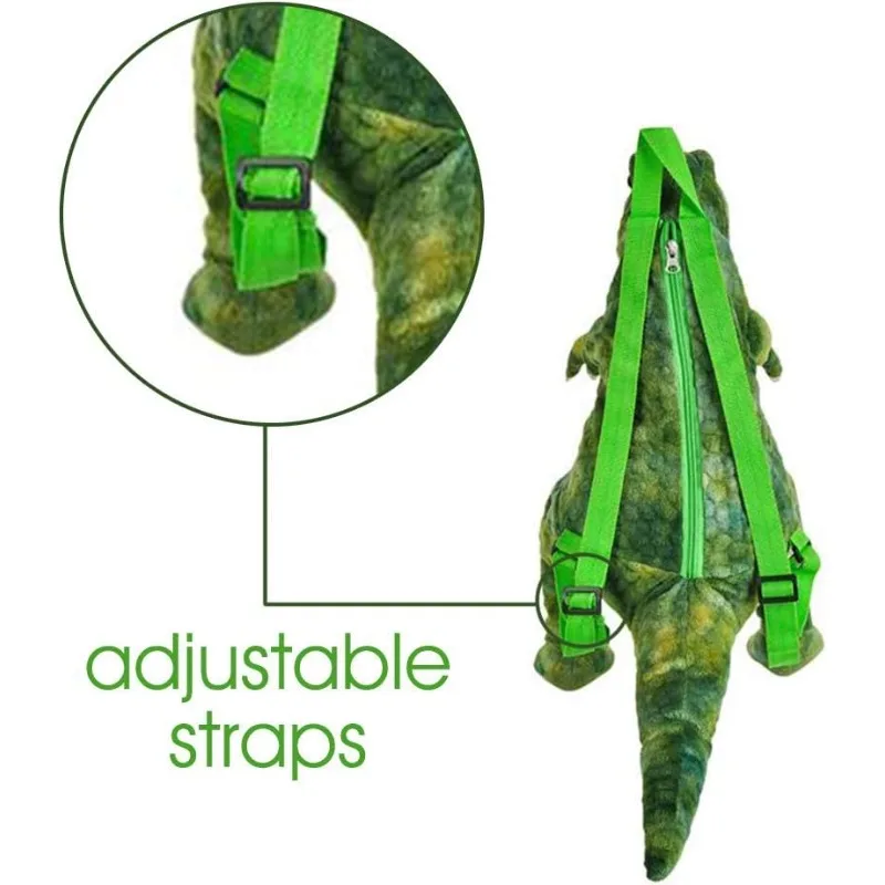 어린이를 위한 플러시 티라노사우루스 백팩 조절 가능한 스트랩과 지퍼가 있는 공룡 가방 소년 소녀를 위한 공룡 의상 액세서리