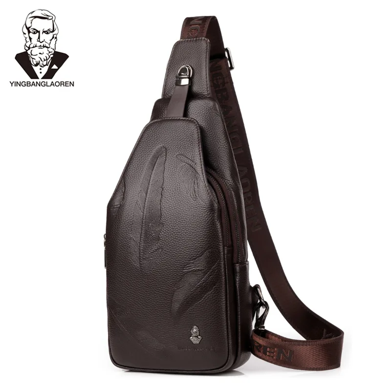 Imagem -02 - Bolsa de Peito de Couro Genuíno Casual Masculina Bolsa Luxuosa do Estilingue do Couro Bolsa Tiracolo Multifuncional Nova Marca Venda Quente