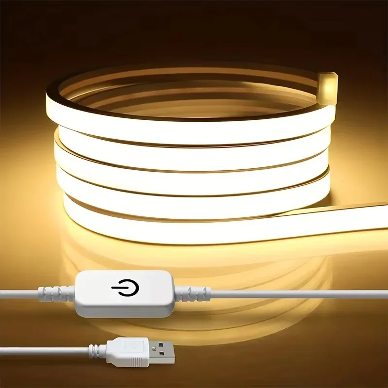 Usb Light Strip 5V Low Voltage Flexible Neon Silicone Light Strip Waterproof Led Makeup Mirror Background Atmosphere Lamp