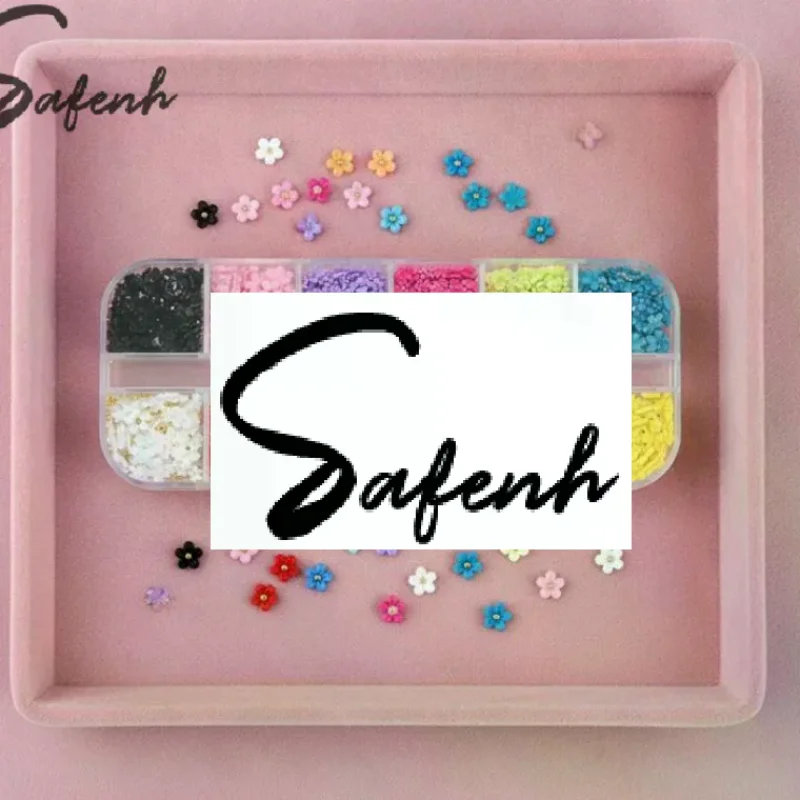 12Grids/Box Five-Petal Flower/Steel Beads Nail Art Charms Mixed-Size Flowers Gold/Silver Ball Rhinestones DIY Manicure