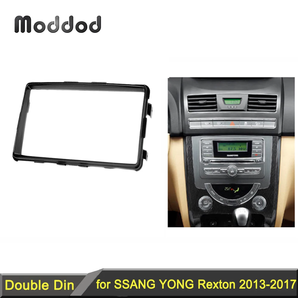 

Double Din Audio Fascia for SSANG YONG Rexton 2013+ Radio CD GPS DVD Stereo CD Panel Dash Mount Installation Trim Kit Frame