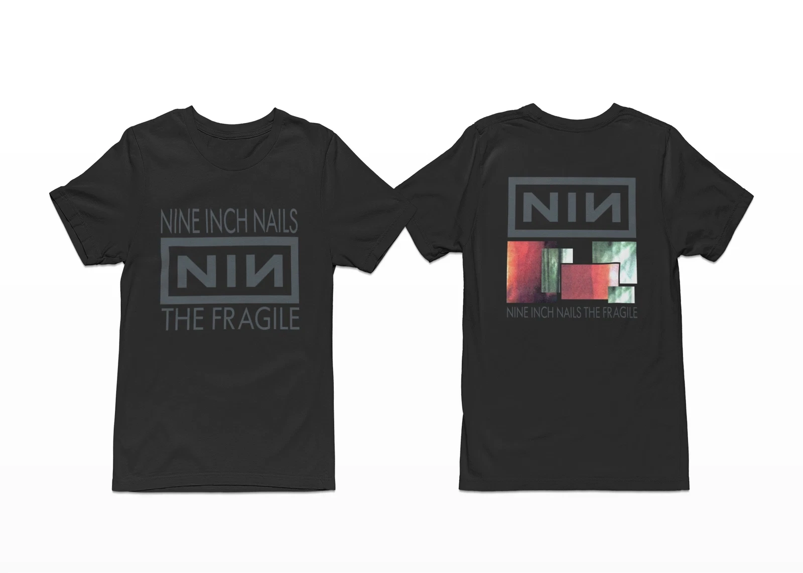 NIN Nine Inch Nails Rock Album Tour Merch Camisa gráfica vintage de 2 caras American Hip Hop Rock Manga corta Hombres Mujeres Street