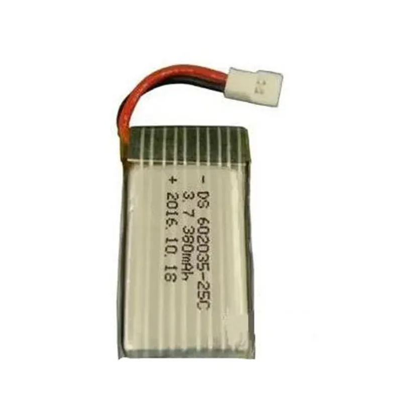 드론 헬리콥터용 폴리머 리튬 이온 충전식 배터리, 3.7V, 602035, 380MAh, 로트당 2 개