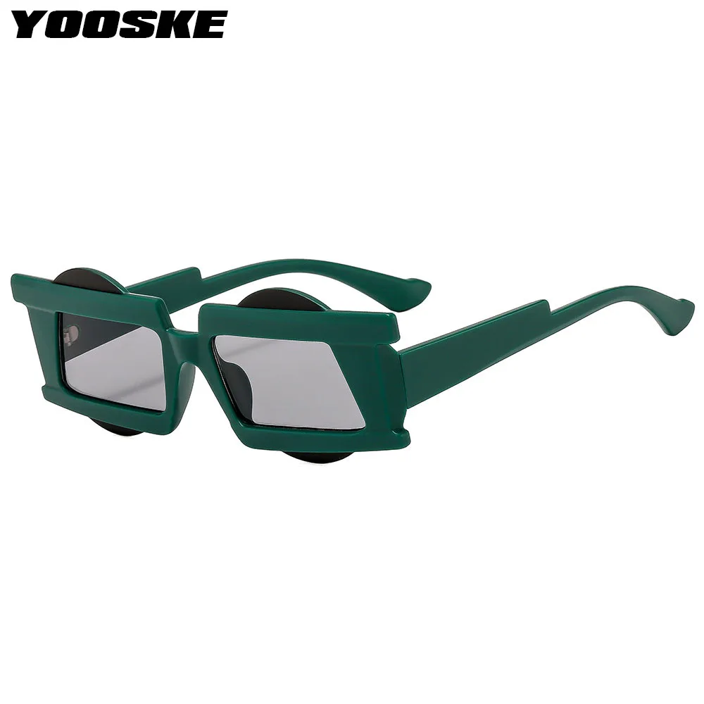 Yooske Rectangle Sunglasses for Women Men Vintage Irregular Square Sun Glasses Male Driving Goggles Outdoor Travel Sunshades