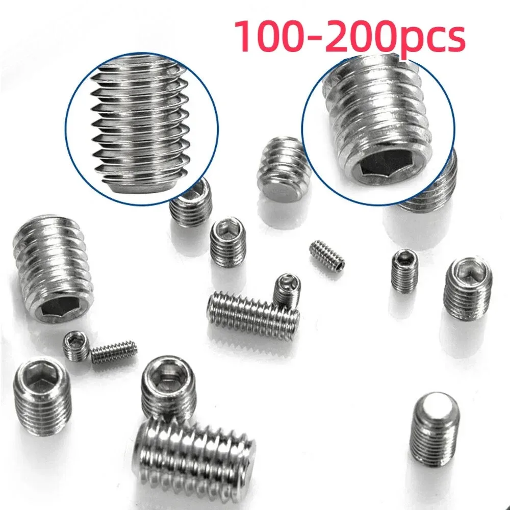 304 Stainless Steel Socket Head Hex Set Screw Assortment Kit Grub Screw Cup- Metric M3 M4 M5 M6 M8 Cup Point Grub Screw Set