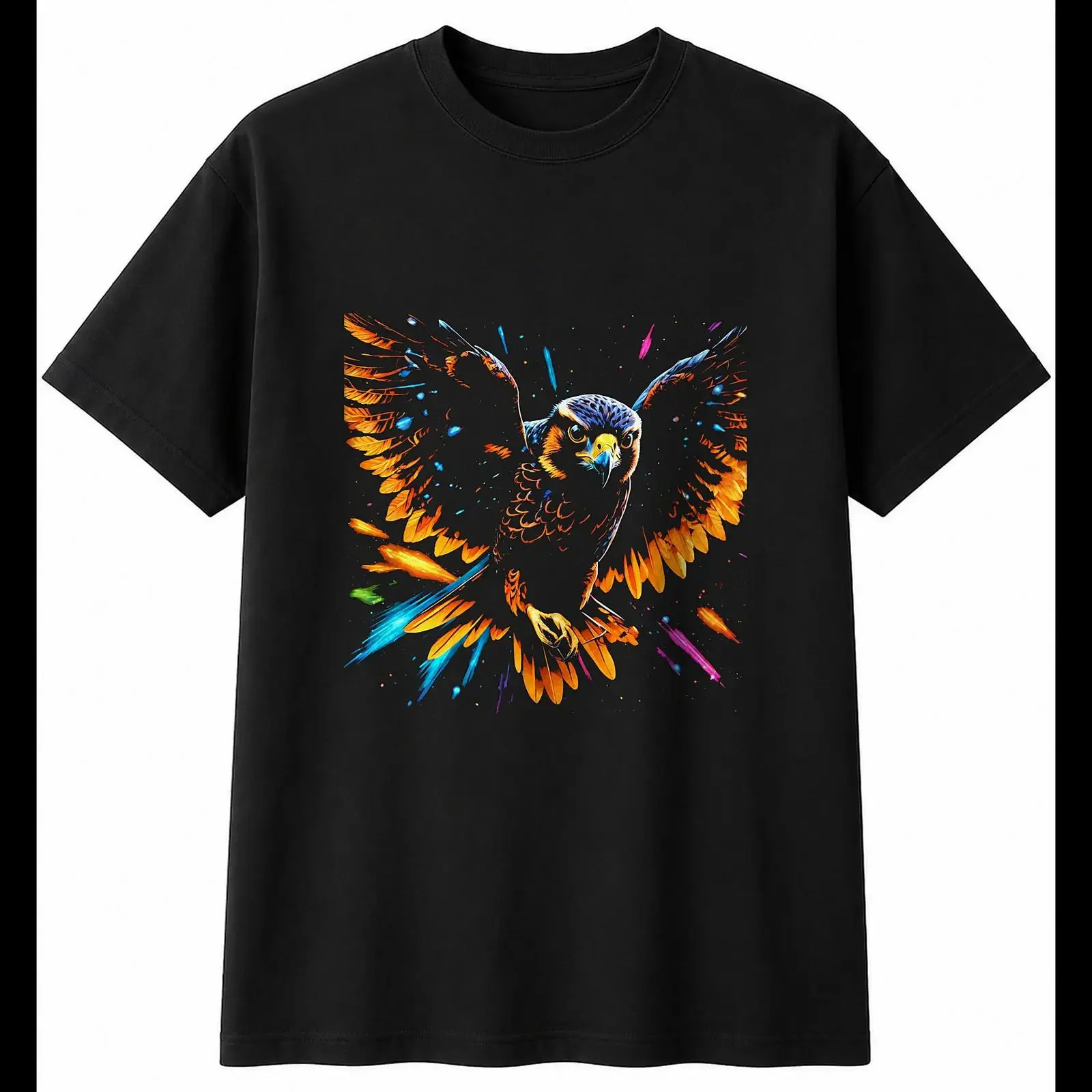 Detailed Falcon Bird Mens T Shirt Black 100 Cotton Nature Wildlife vintage Washed Soft Unisex Slightly Casual fashion homme
