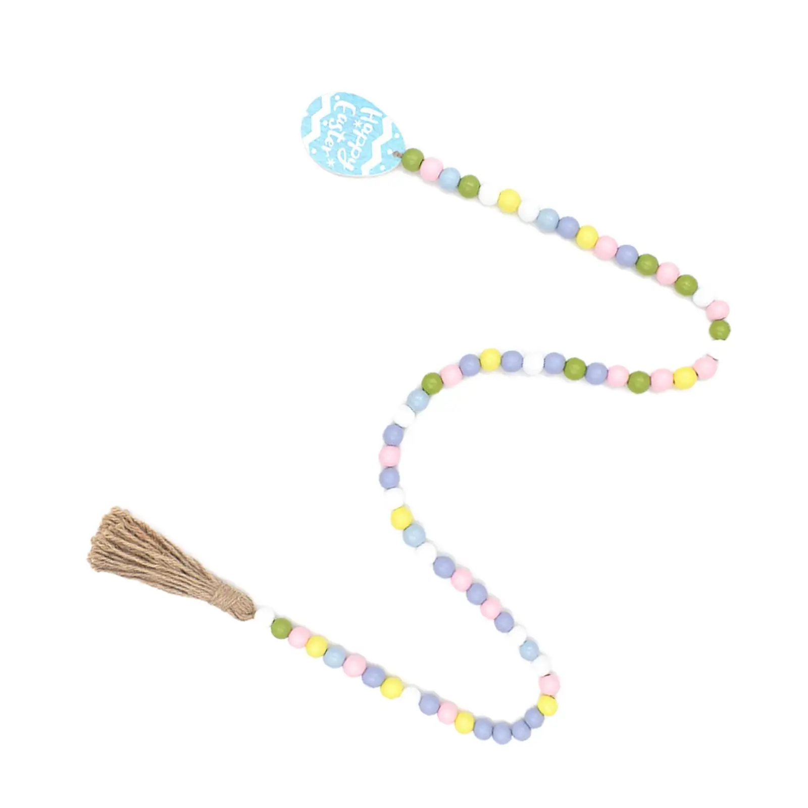 Rustic Bead Garland Easter W/Tassels for Country Holiday Decorations