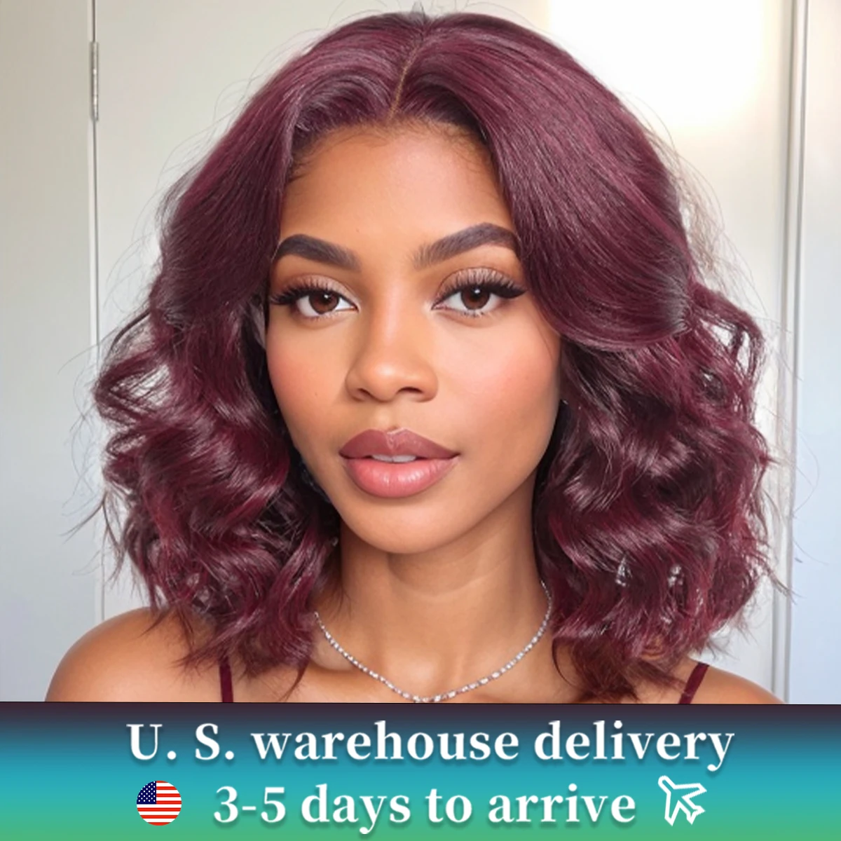 Perruque Bob Lace Wig naturelle sans colle, cheveux humains, bordeaux 99J, 5x6, densité 180%, pour femmes africaines