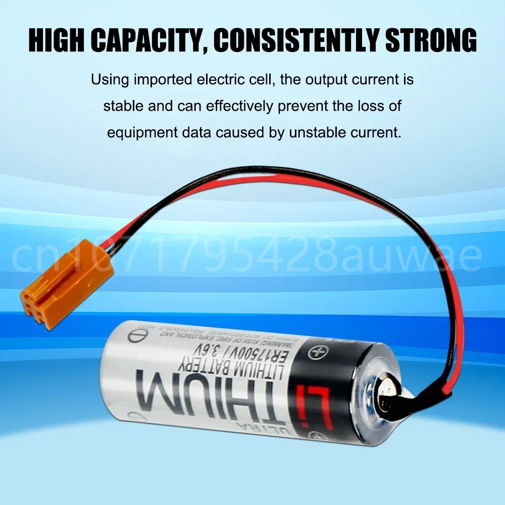 10 Uds Original 100% CS1W-BAT01 ER17500V ER17/50 3,6 V 2700mAh PLC batería de litio con conectores de enchufes marrones