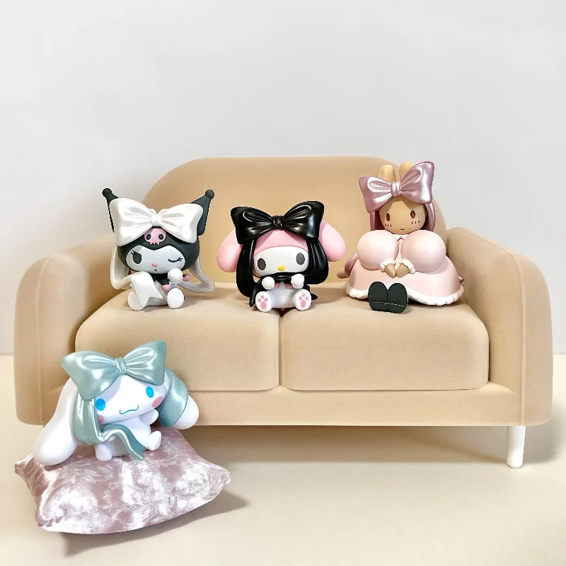 Oryginalny ​ Tomy Sanrio Postacie Figurki w Kształcie Kokardek Gashapon My Melody Kuromi Cinnamoroll Zestaw Mini Kolekcjonerskich Figur
