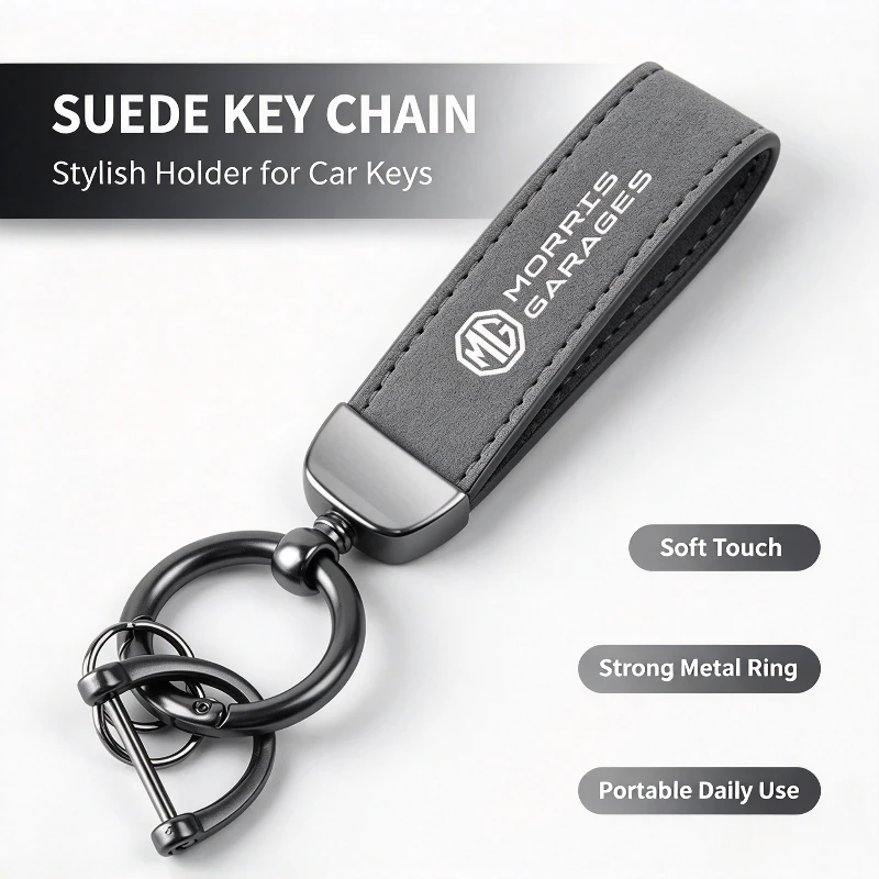 Car Leather Keychain Decorative Leather Car Lanyard Brand Logo Key Chain For MG ZS MG4 EV MG HS MG3 MG5 EV Marvel R MG ONE
