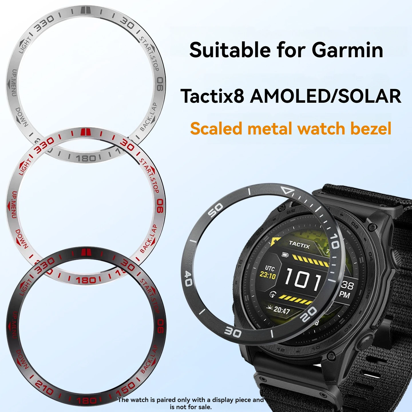 Watch Bezel Styling for Garmin Tactix 8 AMOLED SOLAR Anti-Scratch Metal Stainless Steel Ring Timezone Racing Speed 47mm 51mm