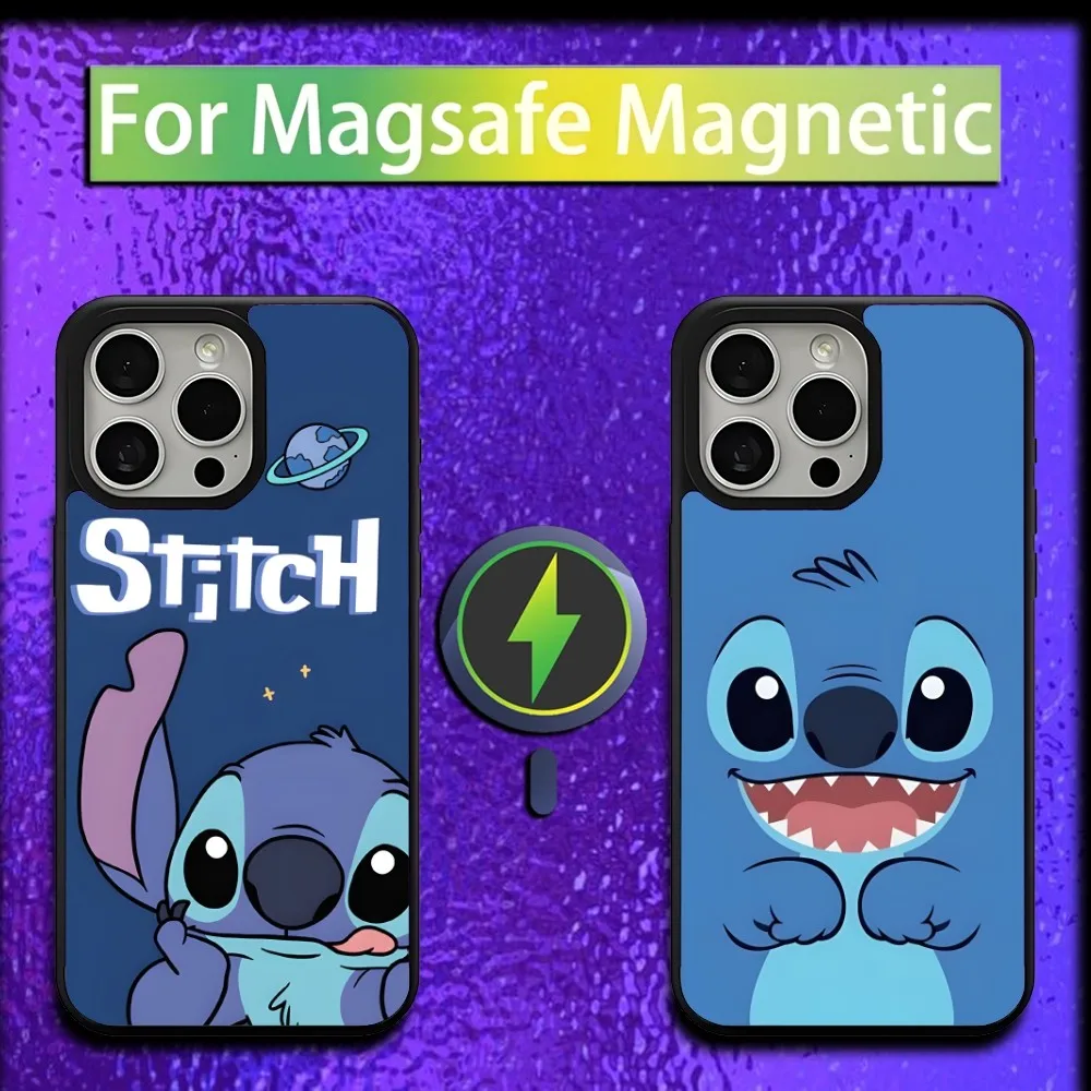 Cute S-StitchS Blue Phone Case For iPhone 16,15,14,13,12,11,Plus,Pro,Max,Mini Magsafe Magnetic Wireless Charging