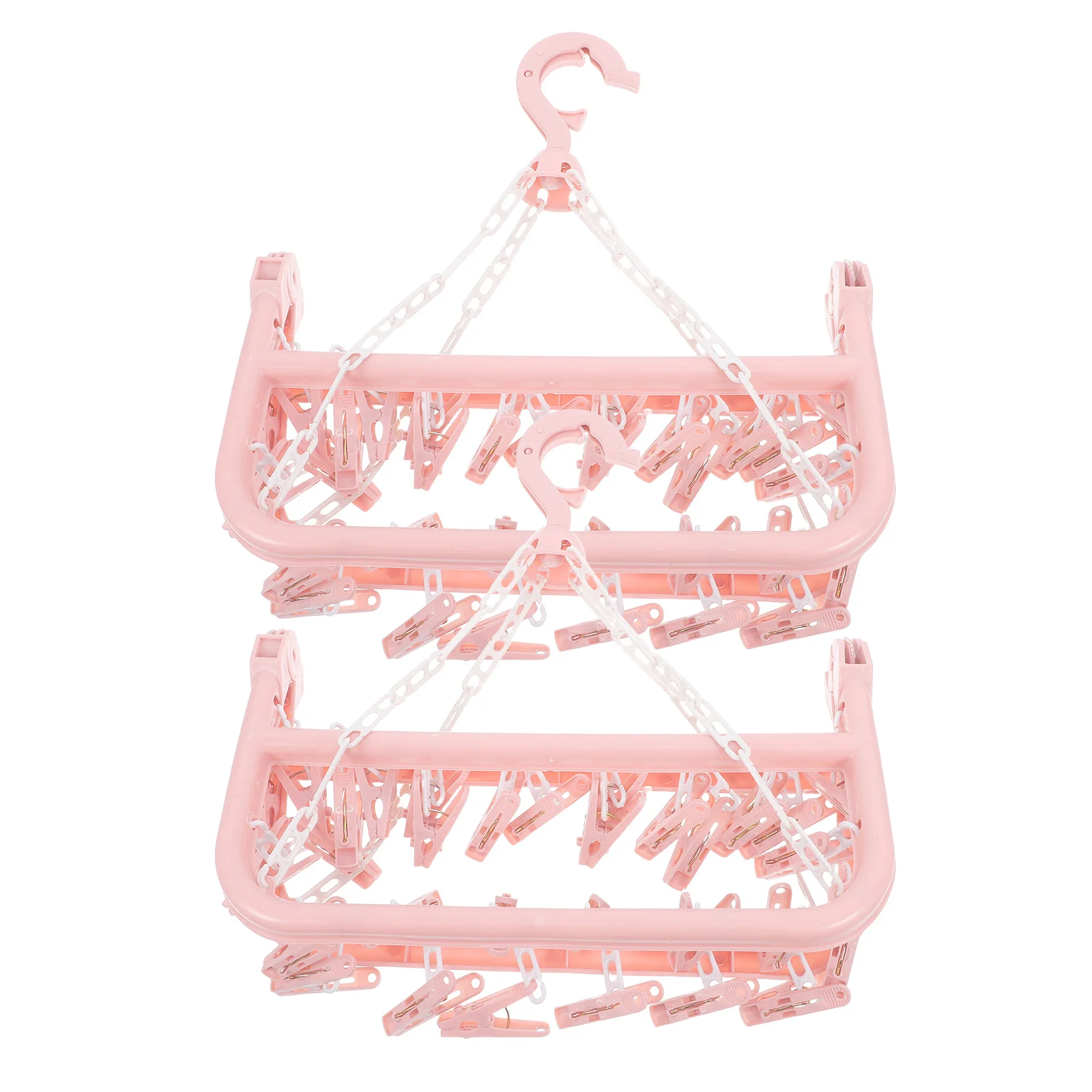 

2Pcs Clothes Drying Rack Foldable Laundry Hanging Rack 32 Clips Multi Clip Sock Hanger Underwear Dryer Clothes Clip