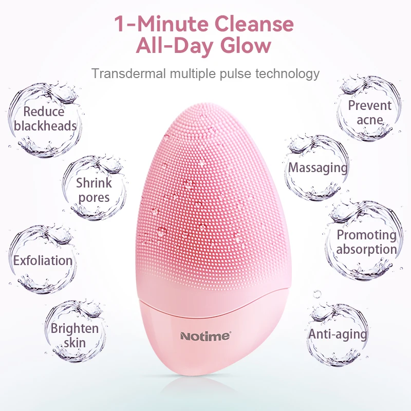 NOTIME 2023 Home Use Waterproof Electric Up Vibration Facial Cleansing Brush