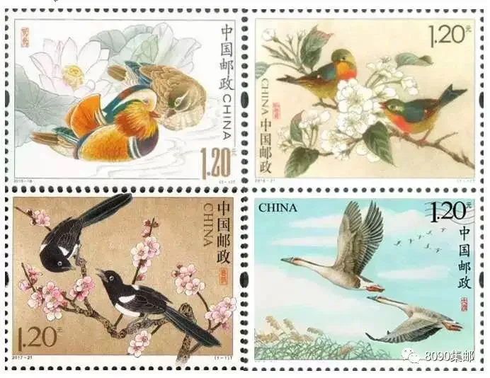 4 قطعة/المجموعة جديد الصين ختم البريد الحب الطيور اليوسفي البط ، طيور الحب ، الوقواق والأوز طوابع البريد MNH #1