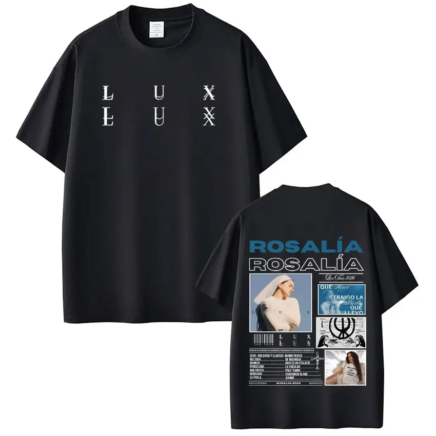 Singer Lux Rosalia Album 2026 Tour Print T-Shirt für Herren und Damen, modisches T-Shirt, kurzärmelig, lässig, Baumwolle, ästhetisch, trendige T-Shirts – Detail 2