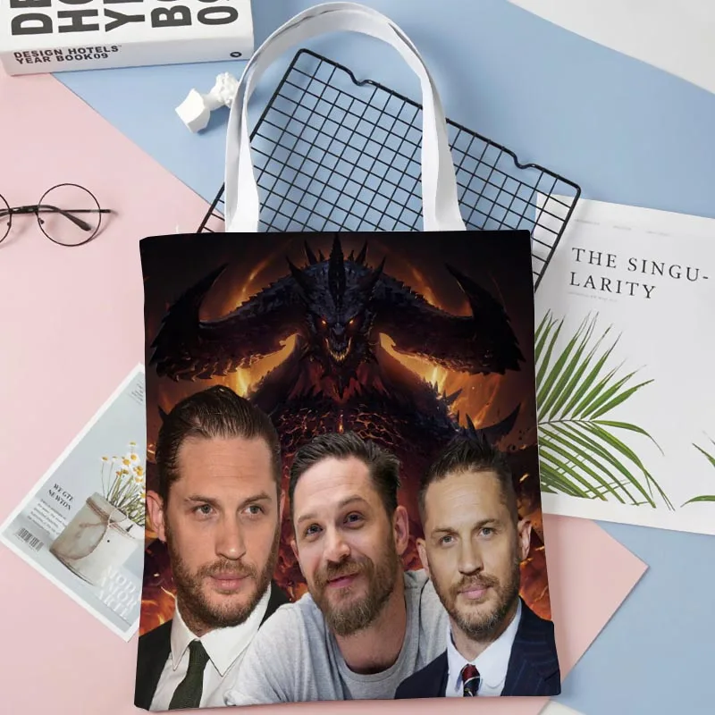 

Custom Tom Hardy Tote Shopping Bags 30x35cm Tote Bag Reusable Handbag Women Shoulder Cloth Pouch Foldable 1014