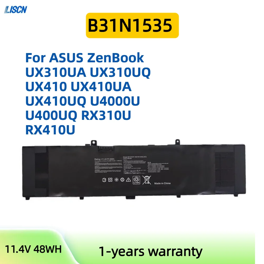 B31N1535 Laptop Battery For ASUS ZenBook UX310UA UX310UQ UX410 UX410UA UX410UQ U4000U U400UQ RX310U RX410U Series 48WH