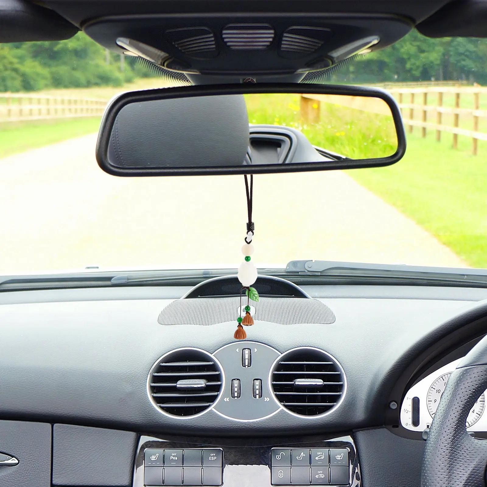 Car Pendant Feng Shui Rearview Mirror Shape Car Decoration Charm Lucky Blessing Amulet Peace Interior Hanging Accessory