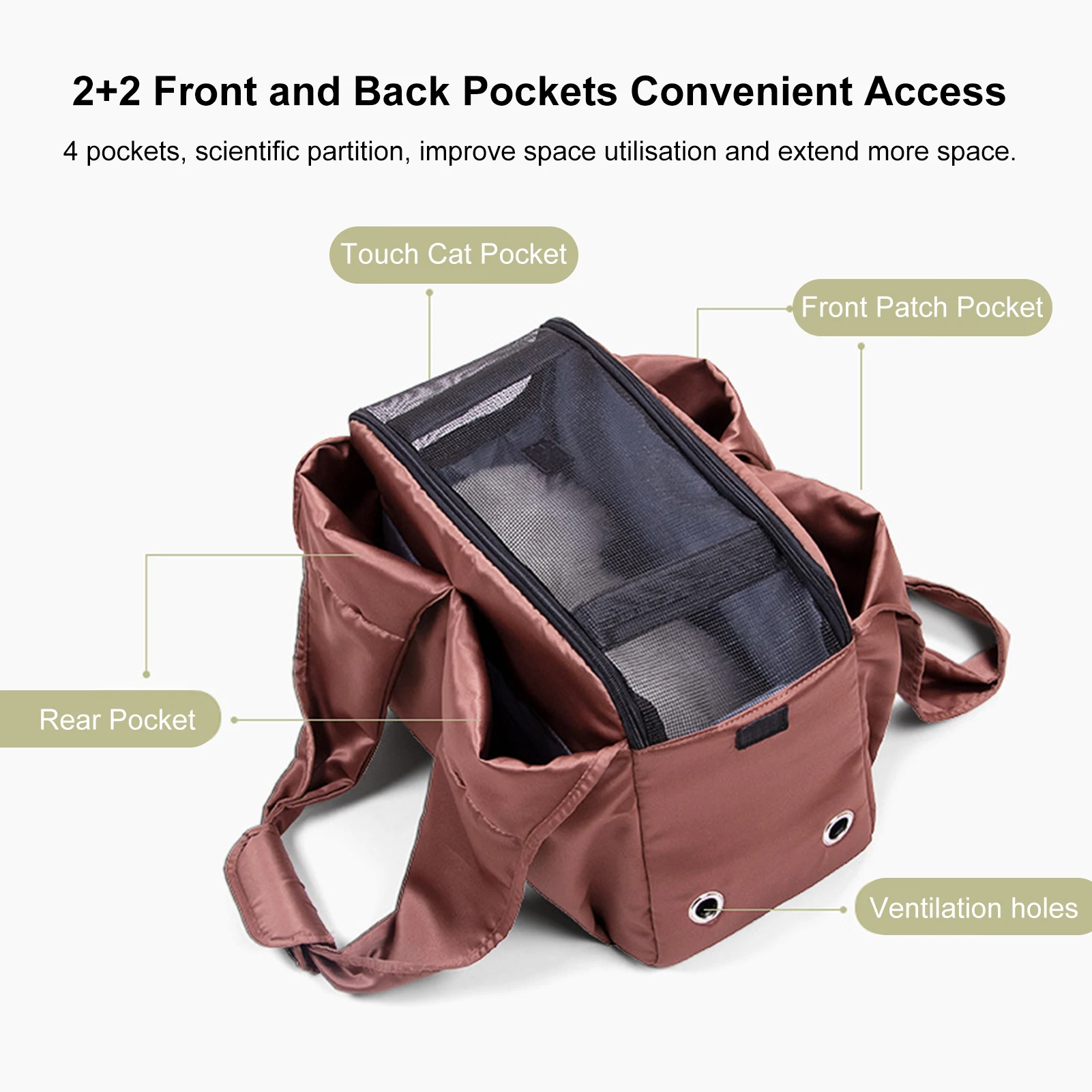 Portable Cat Bag Breathable Pet Bag Outing Shoulder Bag Winter Warm Pet Carrier Comfortable Ventilation for Small Dogs and Cats