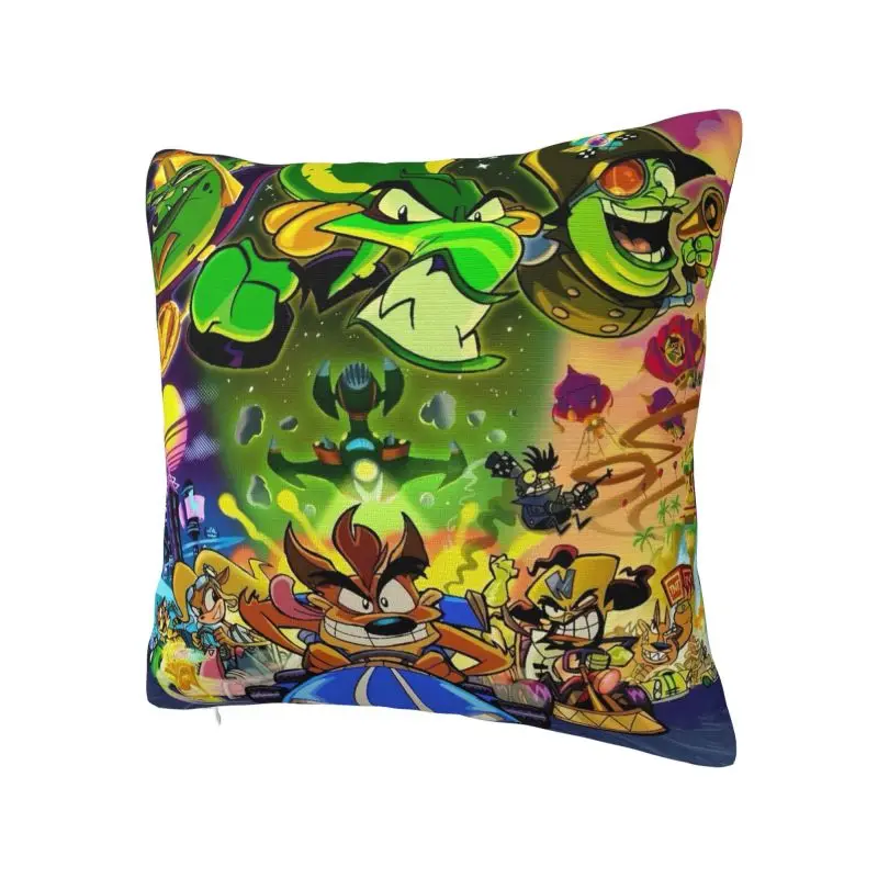 Game Crash Bandicoot Cartoon Pillow Covers Bedroom Decoration Cute Anime Cushions for Sofa Square Pillowcase