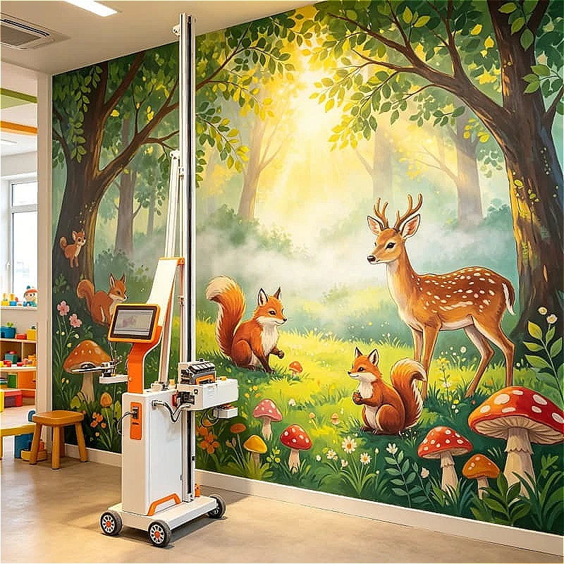 Wheeled Mobile UV Wall Printer Vertical Inkjet 3D For Acrylic Glass Wood Metal Canvas Easy Relocation Mural Printing Customized