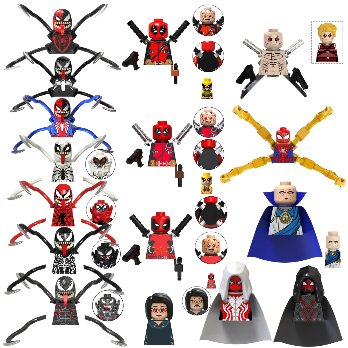 Blind Box Mini Building Blocks TV6203 Figures Big Goblin Spiderman Iron Man Venom Captain Hawk Deadpool Armor Christmas Gift Toy