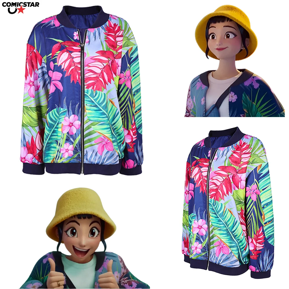 Kpop デーモンハンター Huntrix ガールグループ ゾーイ コスプレ トレンディなフリース バケットハット 鮮やかな花柄プリント ベースボール ジャケット デイリー コンフォート