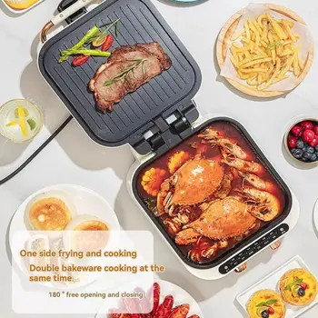 Oboustranně ohřívaná elektrická pánev na palačinky, odnímatelná a omyvatelná, zvětšená a prohloubená, multifunkční pánev na palačinky 10 nejlepší prodej oboustranná elektrická pánev - №1