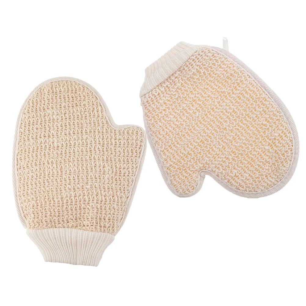 

2pcs Mud Gloves Sisal Fiber Exfoliating Shower Scrubber Dual Sided Gentle Shower Gloves Exfoliating For Women Back Washer