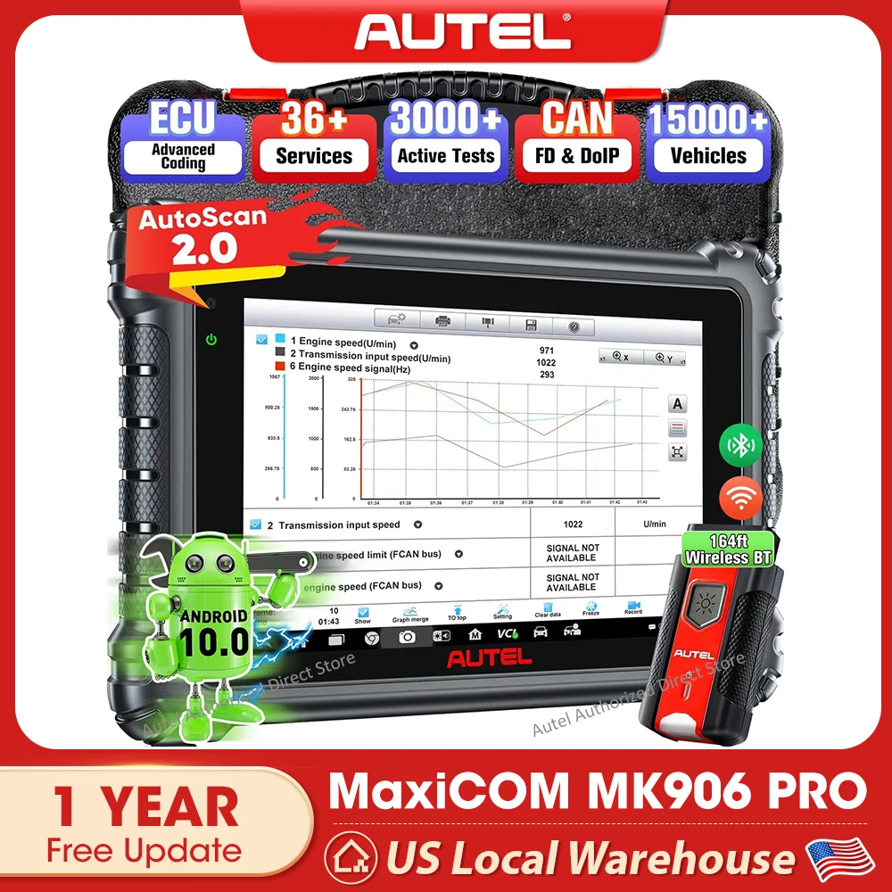 

Autel MaxiCOM MK906PRO MK906S PRO Diagnostic Tool Advanced ECU Coding Automotive Scanner, Active Test, 36+ Services, CAN FD/DoIP