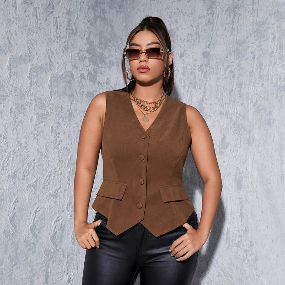 

Female Vest Women Women's Suit Vest Suede Single Breasted Vests Sleeveless Woman Luxury Brand Fashion Models Coats Jackets