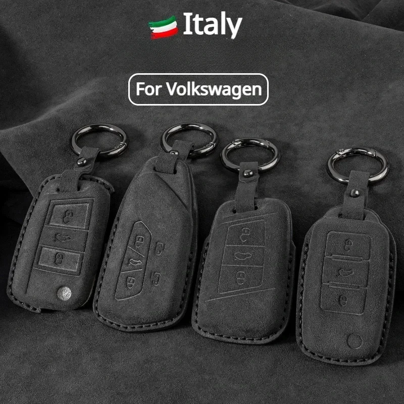 Suede Car Key Case For Volkswagen - Fashionable Protection for ID4/6, Golf 8, Tiguan X, Lamando CC, Sagitar, and Other