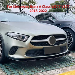 Front Bumper Lip Splitter Diffuser Body Kits Spoiler Guard Protector For Mercedes Benz A Class W177 V177 2018-2022 Pre-facelift