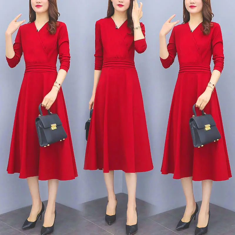 New summer dress deep V collar five points sleeves solid color stitching professional women working dress vestidos G53