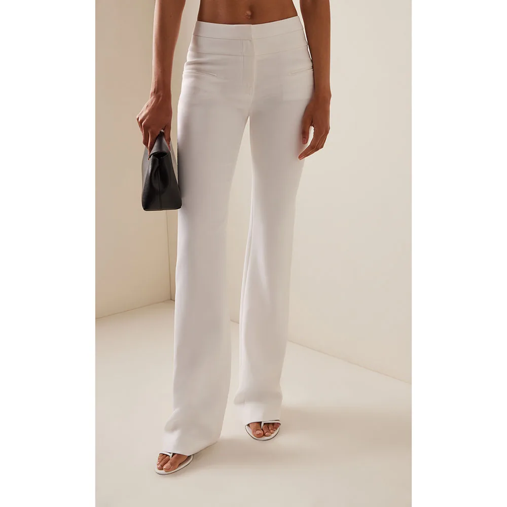 Fashion White Slim Women 's Suit Single Breasted Notch Lapel two Pieces Jacket Pants Set Fit Office Daily Life Female Clothing