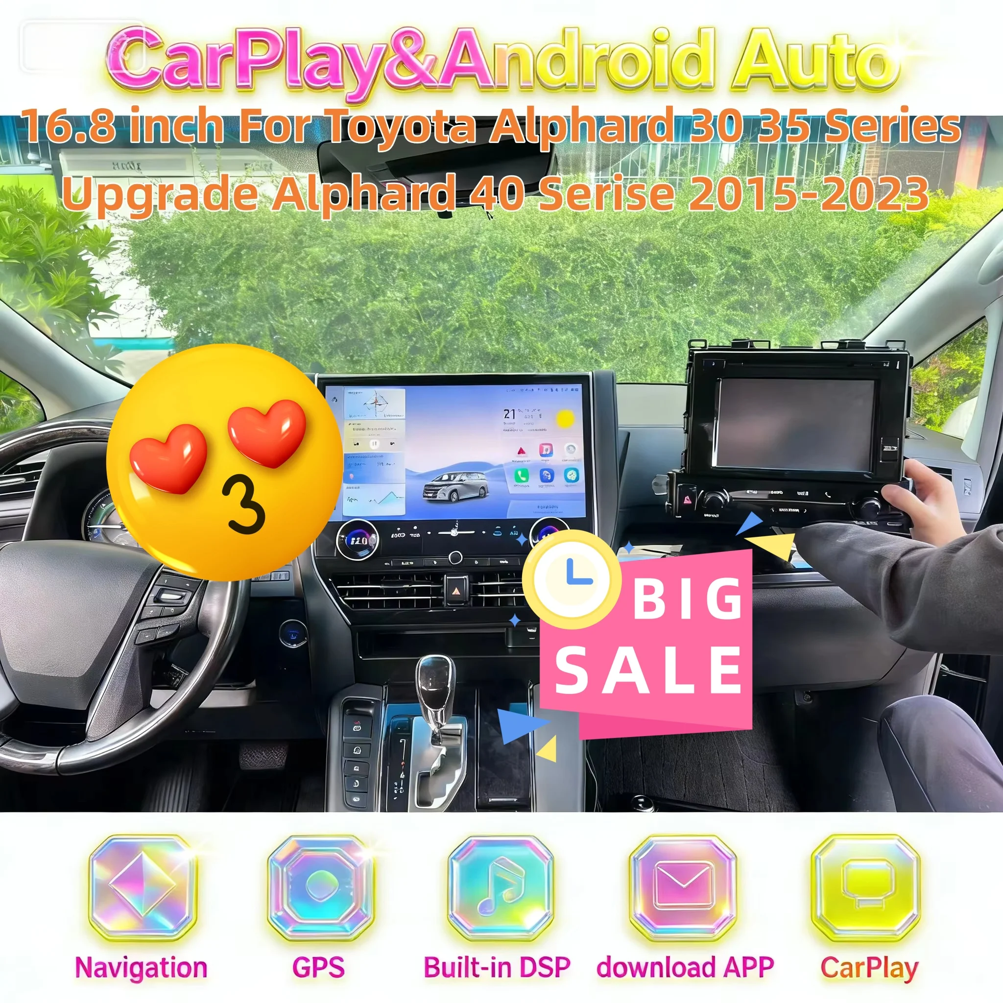 

For Toyota Alphard 30 35 Series Upgrade Alphard 40 Serise 2015-2023 Android Multimedia Car Radio Video Player GPS DSP 16.8 Inch