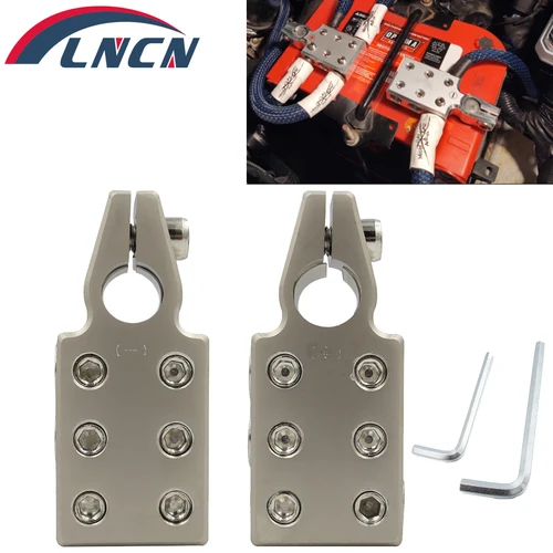 Abrazadera de terminal de batería de 6 vías Abrazadera de terminales de batería de plomo-ácido AWG de calibre 6x1/0 - Positivo y negativo (+/-) (par) para T cónico