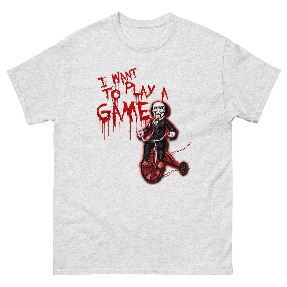 

Saw horror movie Tshirt -I want to play a game horror tee